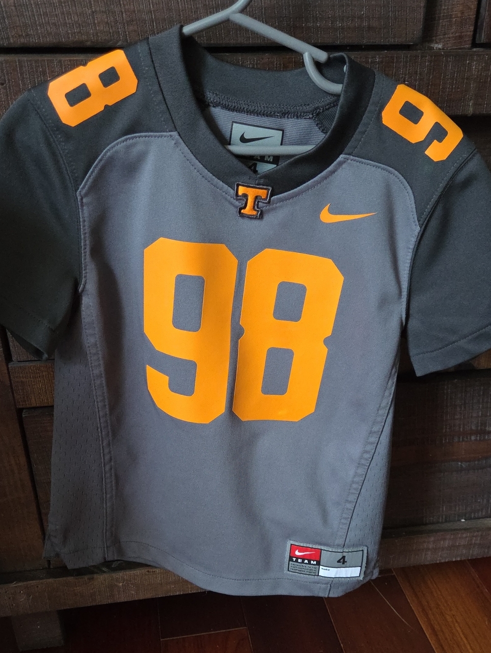 Nike Youth Gray and Orange Football Jersey #98